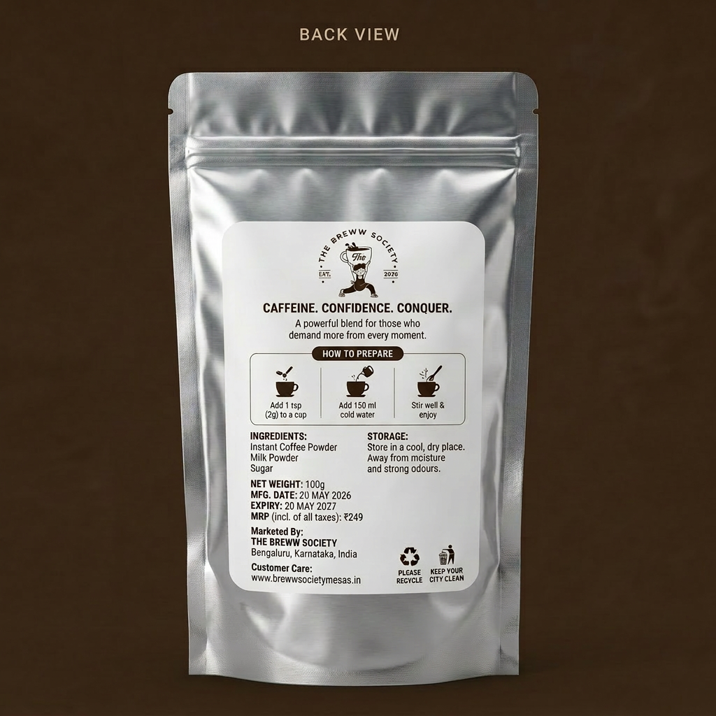The Breww Society pack back — ingredients, nutritional info & brewing instructions